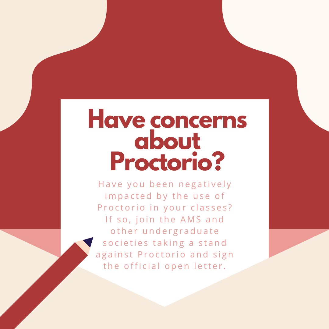 Have you been negatively impacted by the use of Proctorio in your classes? If so, join the AMS and other undergraduate societies taking a stand against Proctorio and sign the official open letter: ubc.ca1.qualtrics.com/jfe/form/SV_bK…