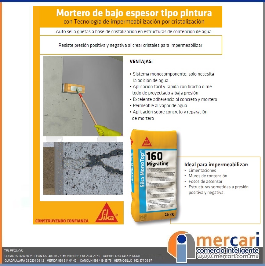 mercariobras's tweet photo. #Sika monotop160 #Mortero de bajo espesor tipo #pintura  #impermeabilización por #cristalización
aplicaciones para: elementos de #concreto a #presión positiva y negativa #reparacion en #sótanos, #murosdecontencion, #cisternas #fosos de elevador.   envíos a todo del país. https://t.co/3azRswZyLh