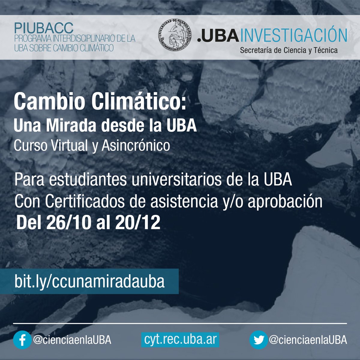 sabah2o's tweet photo. El curso es organizado por el Programa Interdisciplinario de la Universidad de Buenos Aires sobre el Cambio Climático (PIUBACC) y la Facultad de Psicología.
Preinscripción: https://t.co/VzlGES0WCl https://t.co/ED18MQ93zE