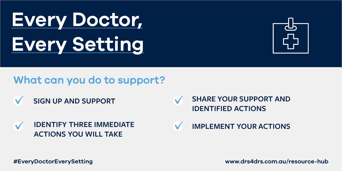Today the #EveryDoctorEverySetting: A National Framework was launched, shining a spotlight on the need for coordinated action to support the #mentalhealth &amp; #wellbeing of #doctors &amp; #medicalstudents. Find out how to support via: drs4drs.com.au/resource-hub

<a href="/ama_media/">AMA Media</a> <a href="/drs4drs_Aus/">Doctors Health Services Pty Ltd</a>