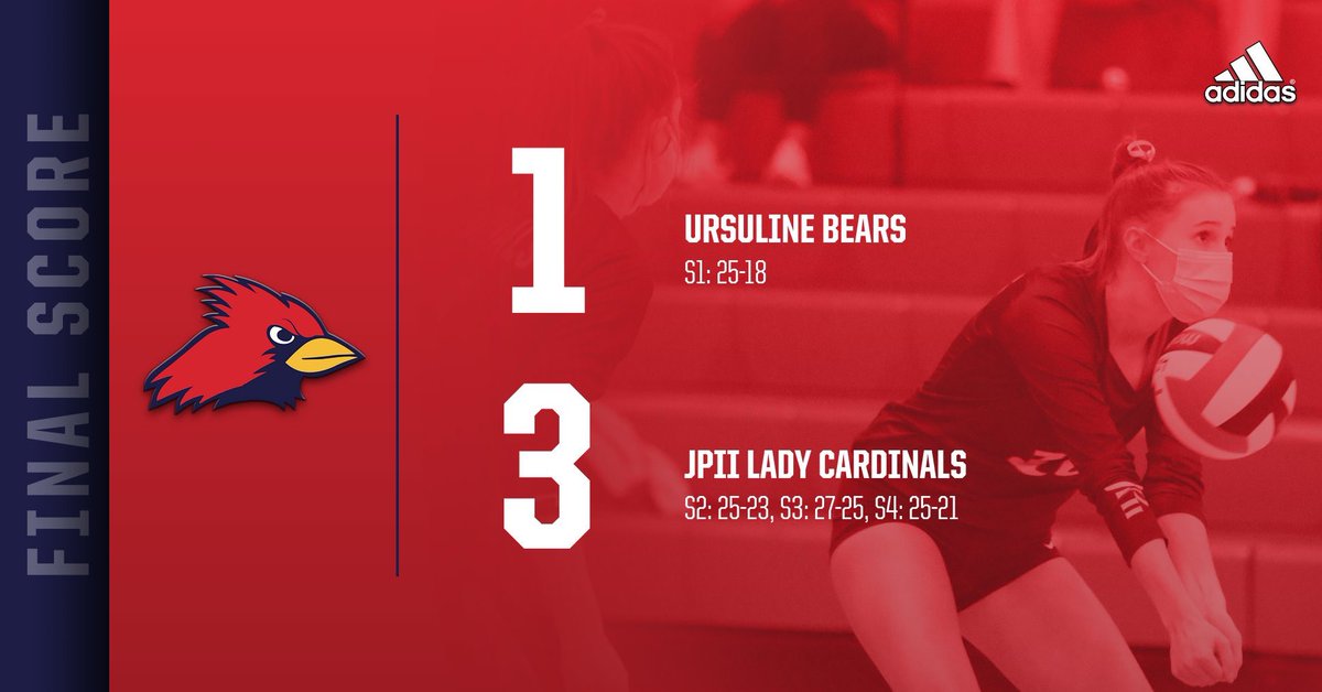 Lady Cards win! <a href="/JPII_Volleyball/">JPIIHS Volleyball</a> defeats Ursuline in <a href="/TAPPSbiz/">TAPPS</a>  play &amp; improve to 3-0 in district. 

JPII drops first set then rattled off three straight to down the Bears at home. Next up is TCA on Tuesday for #SeniorNight! #OutWorkEveryone