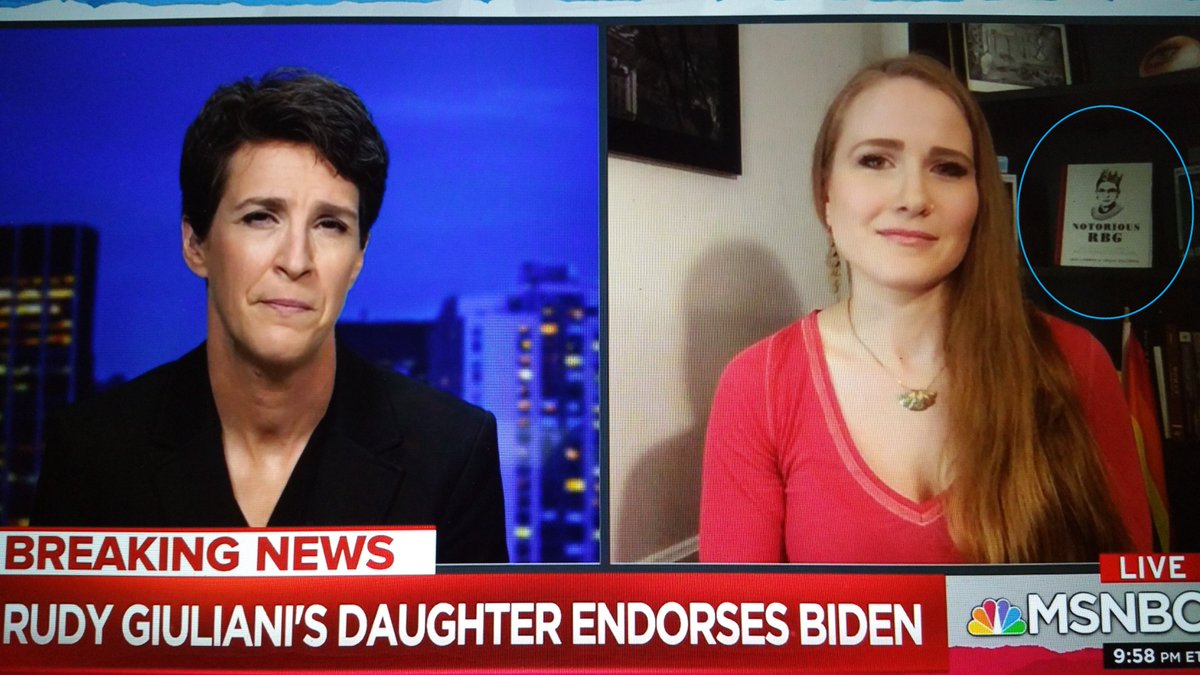 MatHelman's tweet photo. In her @maddow interview, @CarolineRoseGiu had @irin's & @shanakn's @NotoriousRBG turned out on the shelf, like a boss.
Read CRG's endorsement of #BidenHarris in @VanityFair at https://t.co/4PjnVbemWH
#NotoriousRBG #RBG #RIPRBG #RBGRIP #Giuliani #Maddow #RachelMaddow https://t.co/iv4ZHjZZo1