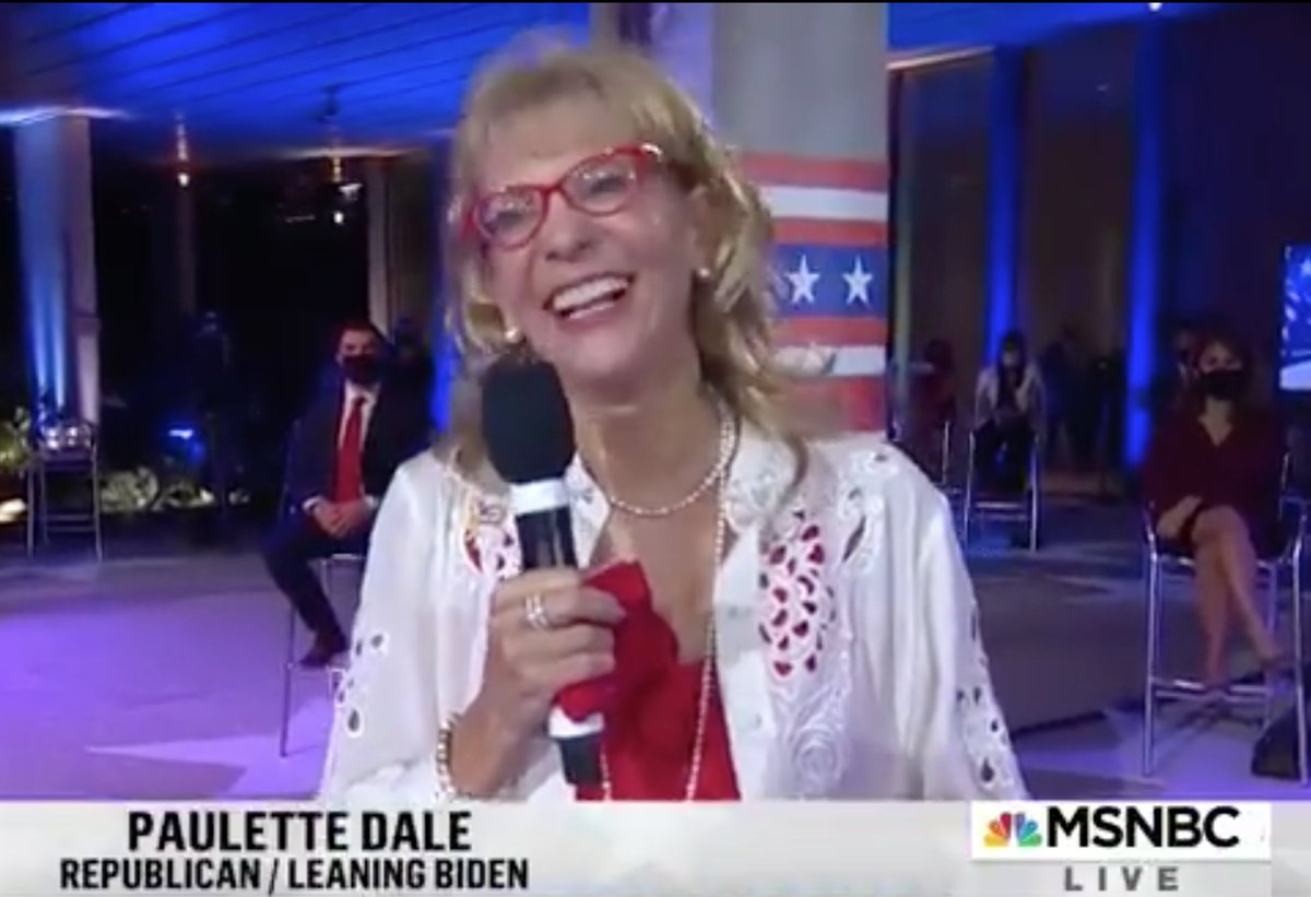 helloamerica's tweet photo. The results are in, and the winner of the night is...Paulette!

#HelloAmerica #TrumpTownHall #BidenTownHall https://t.co/KldpiCHcGQ