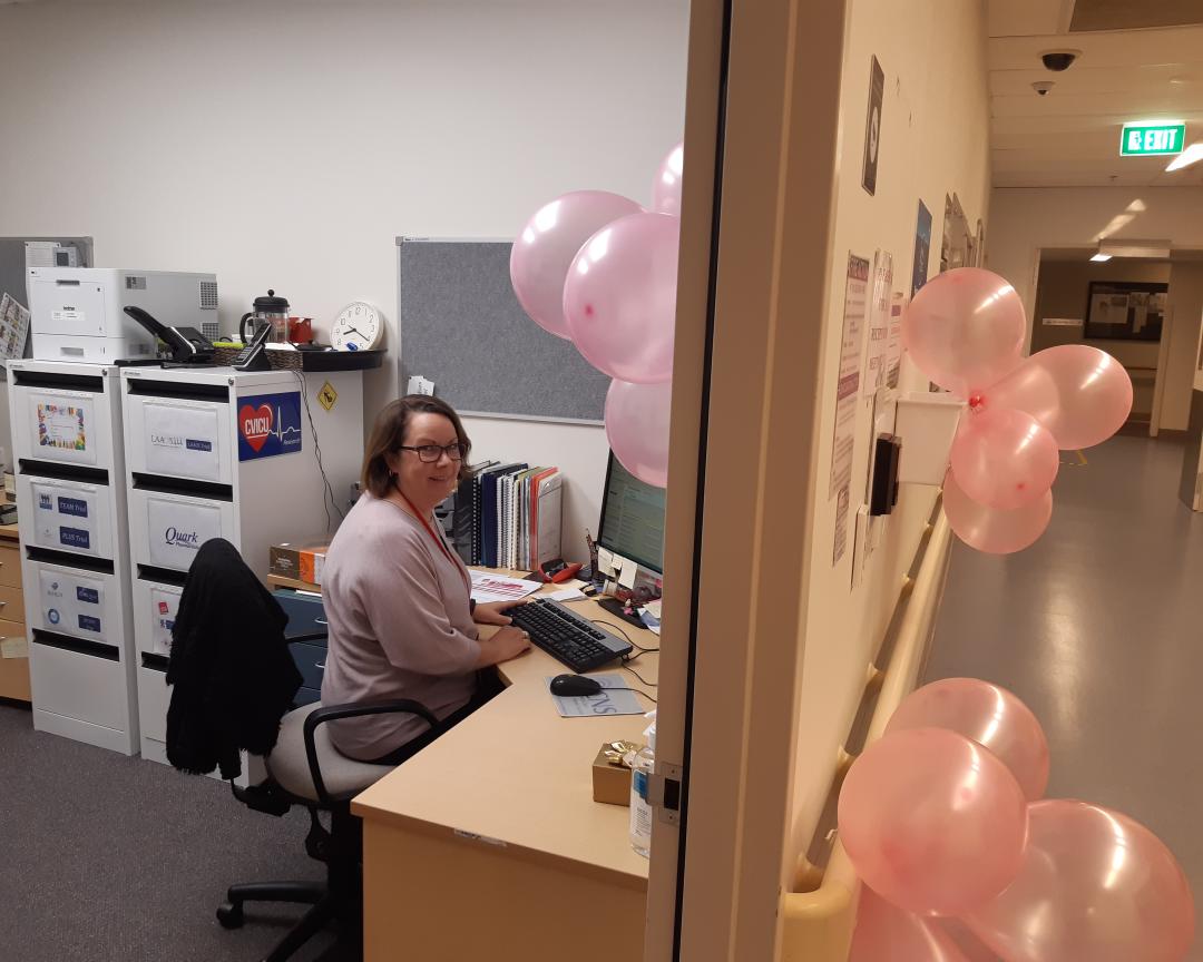 Our lovely <a href="/RachaelParke/">A Prof Rachael Parke 💙</a> marking Pink Shirt Day. Keep up the great work <a href="/CVICUResearch/">CVICU Research</a>