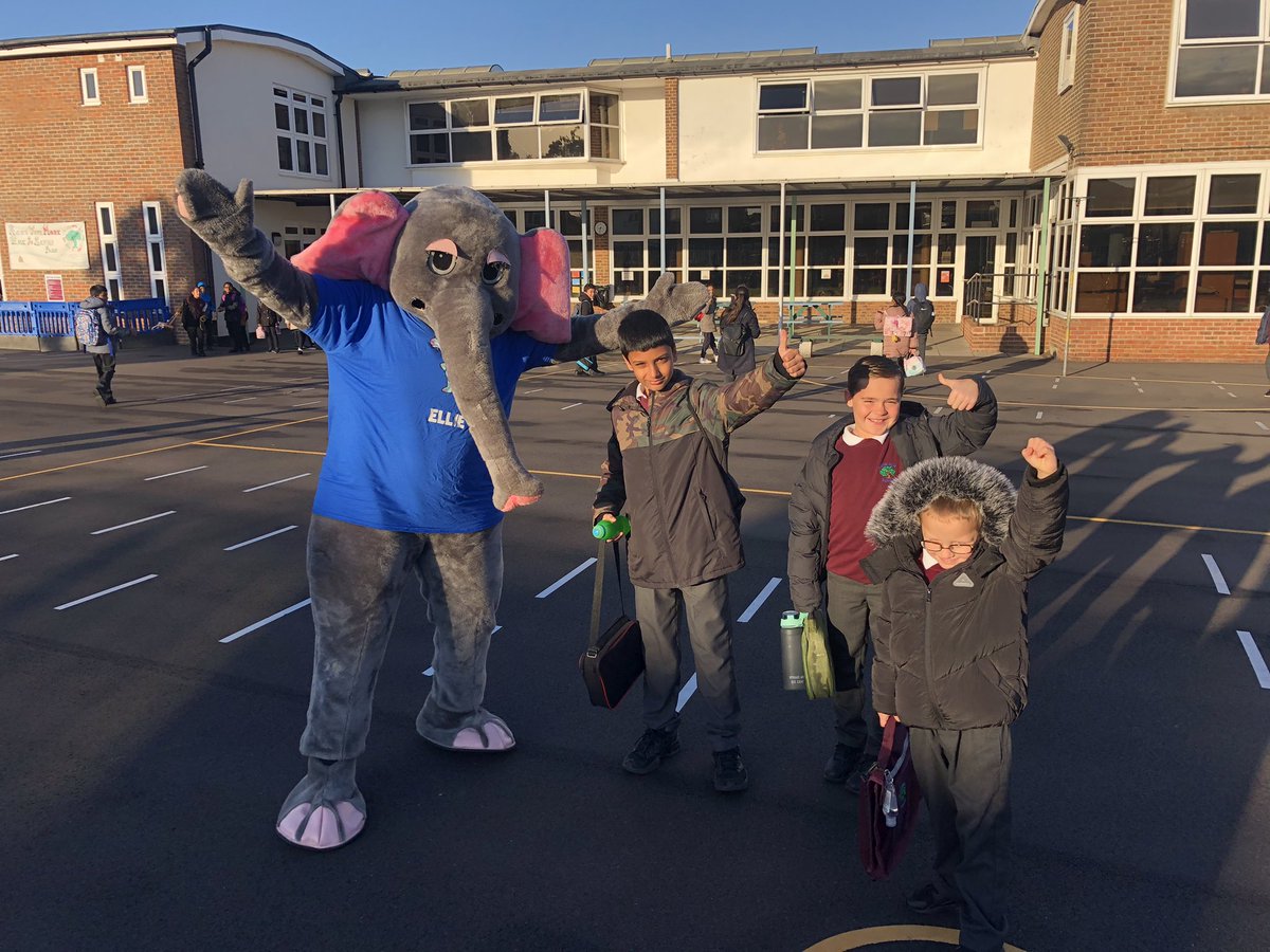 The children (and teachers!) were very excited to meet Ellie the Elephant this morning, who was advertising the @PSDcoaching <a href="/Funweeks_/">Funweeks!</a> Sign up for the half term fun week!