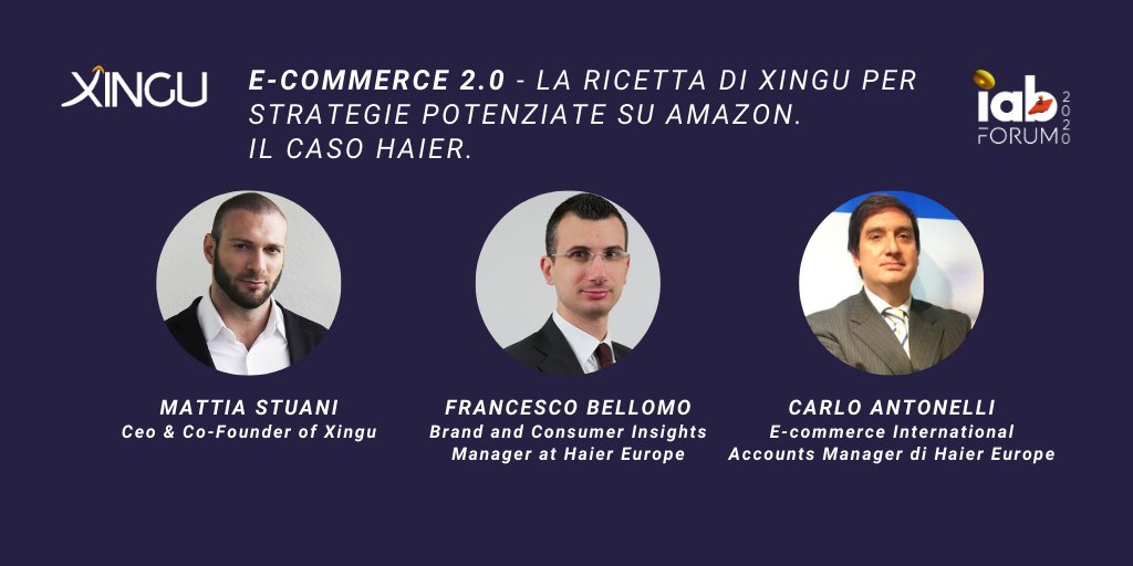 IABItalia's tweet photo. @Xingutech &amp; #HaierEurope discuss #reshapingecommerce on Amazon. 

Save the date! 
#IABForum https://t.co/P8UI4z1IkX