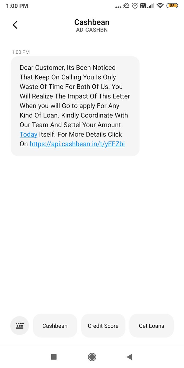 korobi pramanik (@korobipramanik) on Twitter photo Dear <a href="/CashbeanO/">CashBean Official</a> Getting dis kind of automation messages frm ur side. U guyz are openly threating evn on automated messages.
Did u have any explanation on dis?
<a href="/SaveThemIndia/">SaveThem India Foundation</a> <a href="/Pravinkks/">Pravin Kalaiselvan</a> <a href="/VISHALT12039545/">VISHAL TIWARI</a> @Sandeepkr_1 <a href="/advrayadav/">RAM AWADH YADAV</a> <a href="/lepanjali/">Anjali</a> <a href="/naik_ashish/">Ashish Naik</a>
#OperationHaftaVasooli Dear <a href="/CashbeanO/">CashBean Official</a> Getting dis kind of automation messages frm ur side. U guyz are openly threating evn on automated messages.
Did u have any explanation on dis?
<a href="/SaveThemIndia/">SaveThem India Foundation</a> <a href="/Pravinkks/">Pravin Kalaiselvan</a> <a href="/VISHALT12039545/">VISHAL TIWARI</a> @Sandeepkr_1 <a href="/advrayadav/">RAM AWADH YADAV</a> <a href="/lepanjali/">Anjali</a> <a href="/naik_ashish/">Ashish Naik</a>
#OperationHaftaVasooli