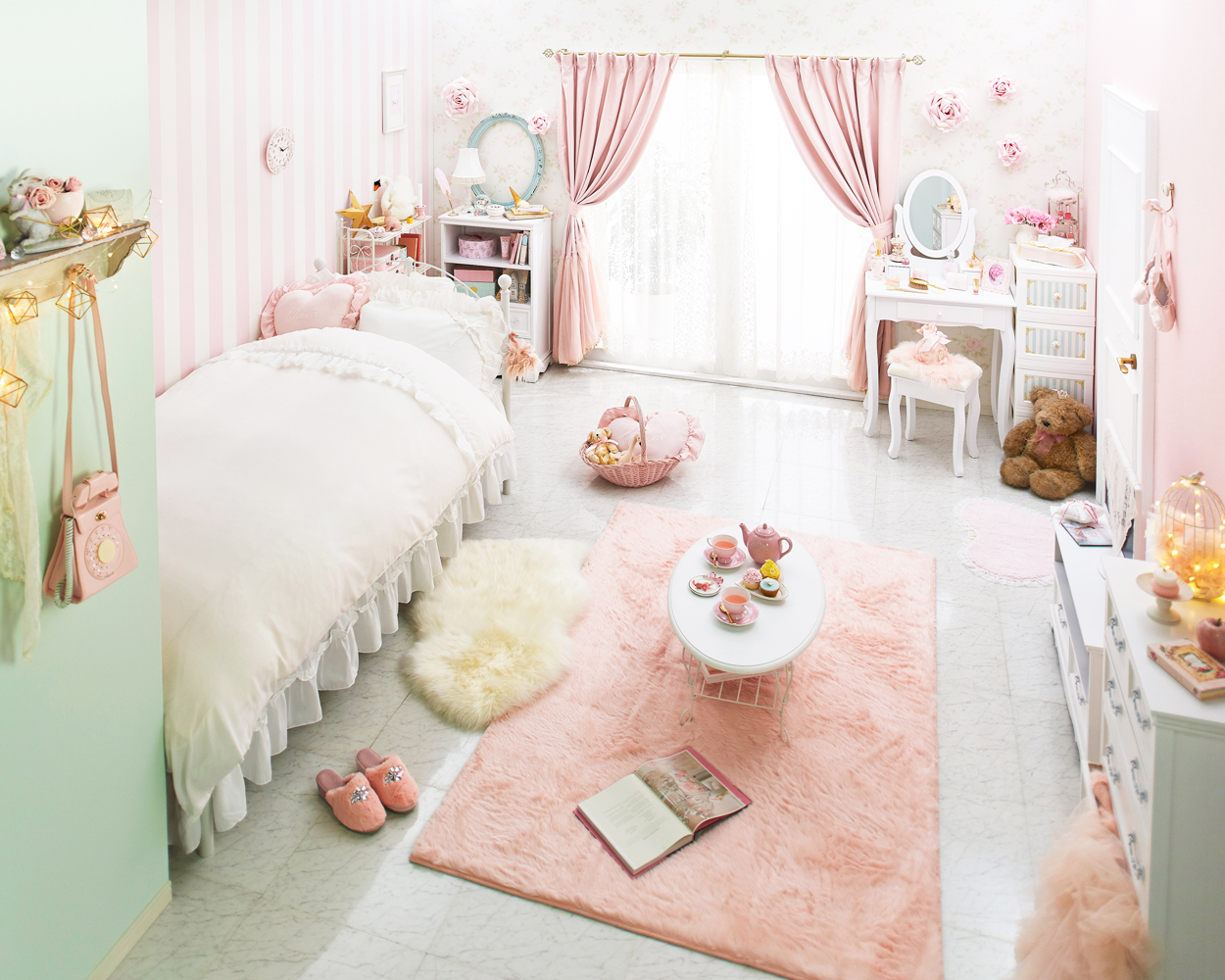 𝐑𝐨𝐦𝐚𝐧𝐭𝐢𝐜 𝐏𝐫𝐢𝐧𝐜𝐞𝐬𝐬 ロマプリ 公式 Pink Mint Room やさしいミントカラーをプラスして 外国の子供部屋のようなメルヘンなお部屋に ゆめかわいいお部屋のコーディネートを紹介してます T Co Mlaqh8yrjo T Co