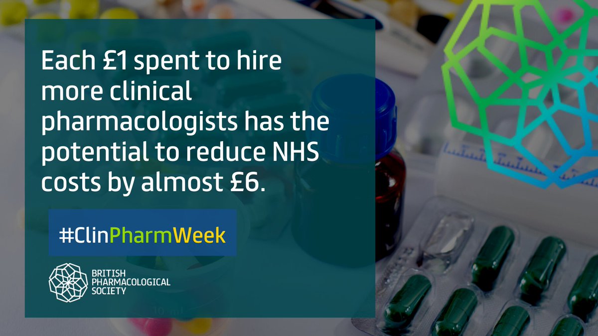 BritPharmSoc's tweet photo. ❔Did you know❔

Clinical pharmacology creates savings for the NHS through:

- Reducing poisoning events
- Minimising prescribing errors
-De-prescribing ineffective medications
-Promoting adherence to prescriptions
-Reducing adverse drug reactions

#ClinPharmWeek https://t.co/ikAVdhRBf5