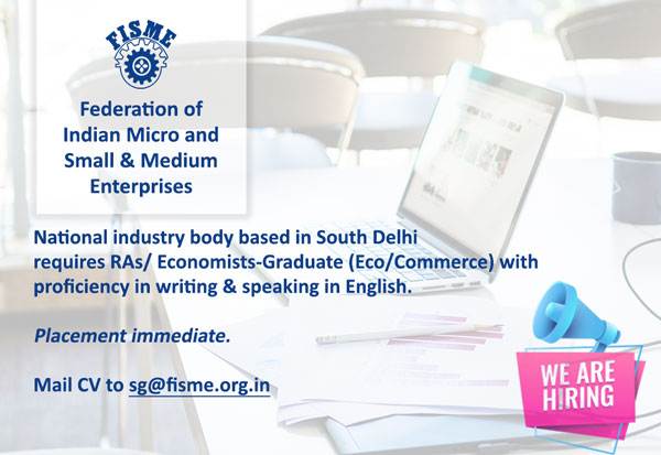 We Are Hiring!
For the Designation: Research Assistant / Economist
Mail your CV to sg@fisme.org.in
@FISME https://t.co/2qGaFnYeKP