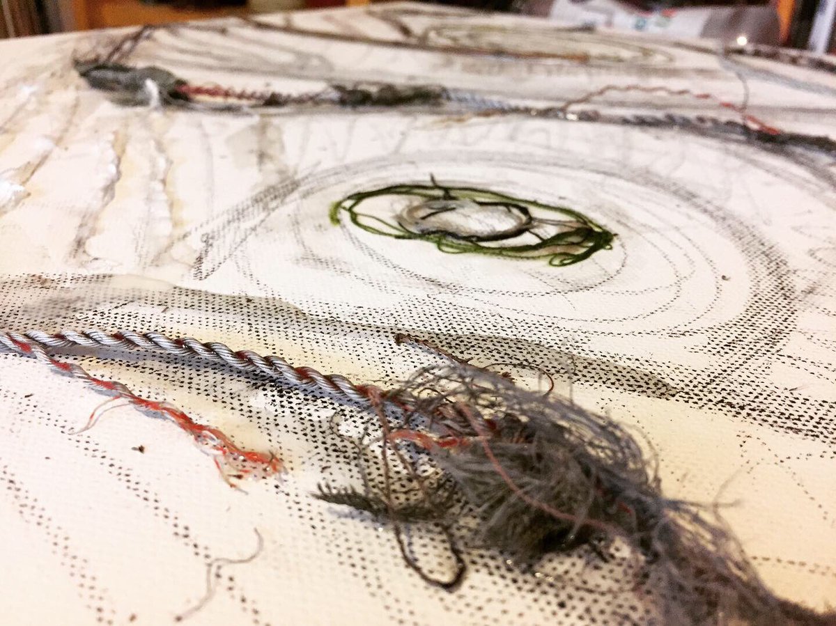 JaneCarlisleArt's tweet image. Adding surface texture using twigs and rubbish #mixedmedia #selfisolationart #surfacetexture