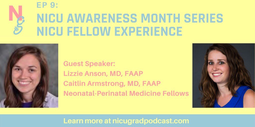 Ep 9 is LIVE ‼️
Get a small glimpse what a typical NICU fellow experiences everyday!

Listen to NICU fellows Dr. Anson & Dr. Armstrong as they share what it means to be a NICU fellow & why they chose to become a neonatologist!

#NICUawarenessmonth #NICUGradPod  #NeoTwitter