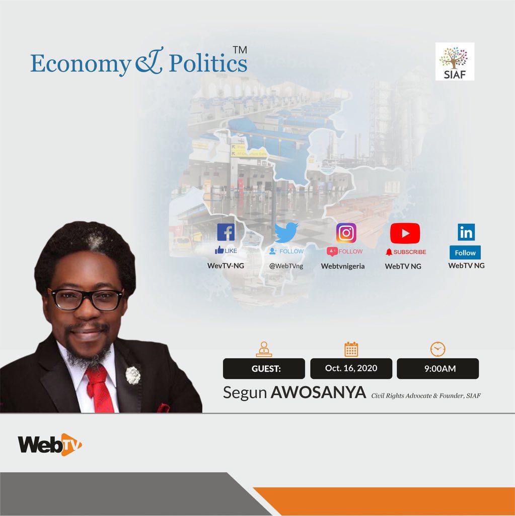 webtvnigeria's tweet photo. Happening Now!! The #EconomyAndPolitics show with @ottoabasi1 engaging @segalink, Founder @SIAF_NG on โThe Quest for Reform & Effective Policing In Nigeriaโ
@ecopoliticsNG #EndPoliceBrutality #ReformPoliceNG
Watch the event live here https://t.co/xiWJdrrPWs
#ASKWebTV #Nigeria https://t.co/N8BIRKEa30
