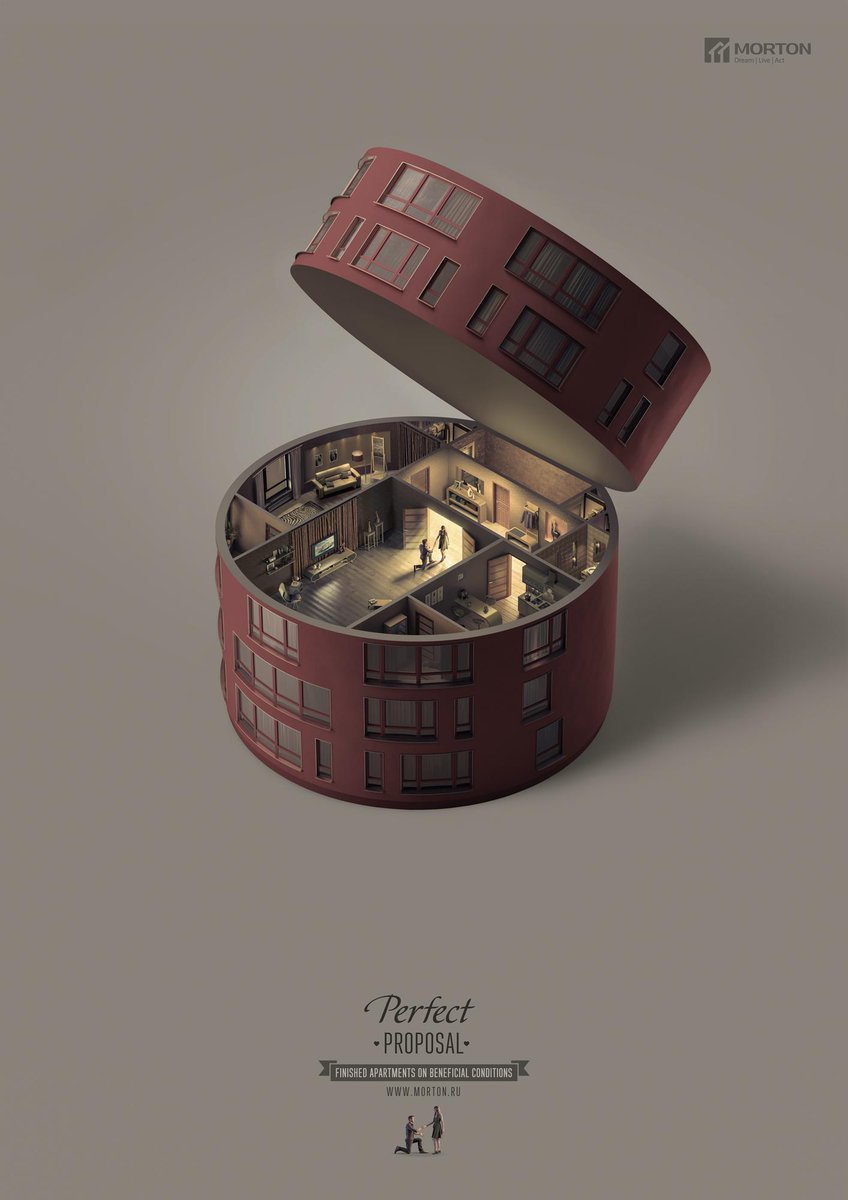 CornflakesMedia's tweet photo. This print advertisement was created by Media Storm, Russia for Morton. This series of layouts βPerfect Proposalβ presents a new flat as the most desirable setting for the future family happiness. #printads #printadvertisement #advertising #marketingstrategy #DigitalMarketing https://t.co/dMuwCUeqbq