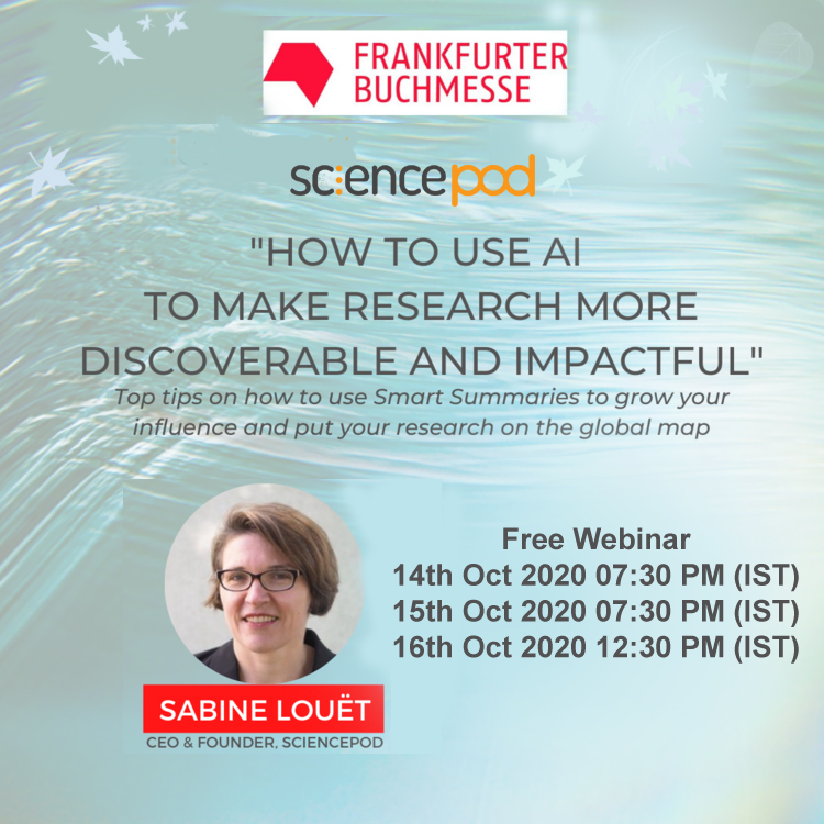 balaniinfotech's tweet photo. Join Today's SciencePOD webinar on: 
Date: 16 Oct 2020 Time: 12:30 PM IST
and Learn How to use AI to make research more discoverable and impactful.
Register Now: https://t.co/eXe3NU9QHe
#SpreadingInfo #BalaniInfotech #webinar2020 #sciencepod #webinar #webinarsession https://t.co/0ruo6NZC7b