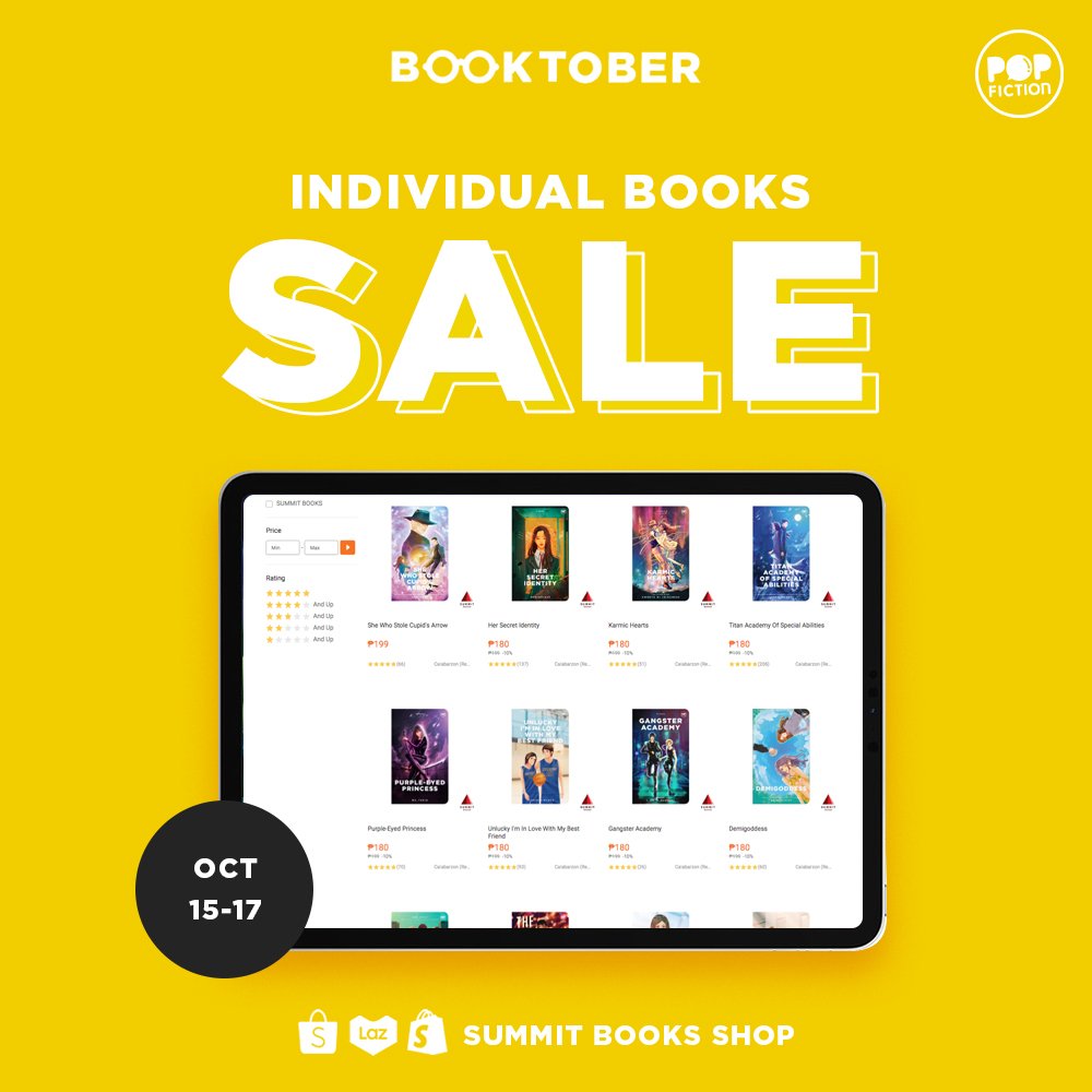 PopFictionBooks's tweet photo. 'Tis the season to start shopping for Christmas gifts... or just buy some books for yourself! It's #TheSummitBooksShop's biggest sale ever! Check out our deals on @lazadaph, @shopify and @shopee_ph! Click the link below to start shopping! https://t.co/MTYTiGeKBt https://t.co/LiDMhdpbCq
