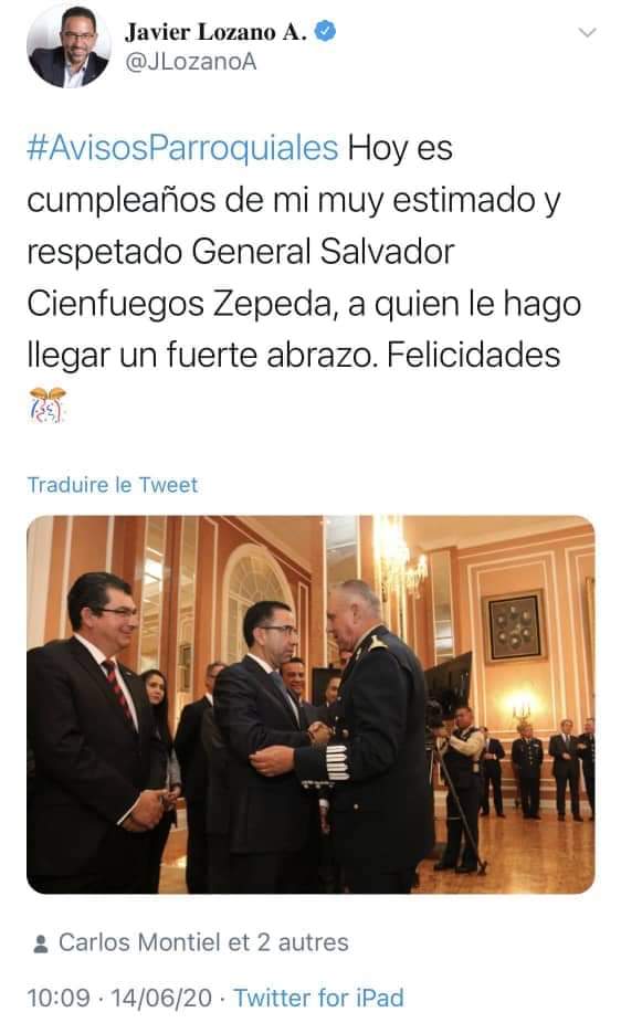 bambiset1971's tweet photo. Aviso parroquial:
@JLozanoA no puede desconocer calderonicamente a Cienfuegos https://t.co/XqKZw68HAZ