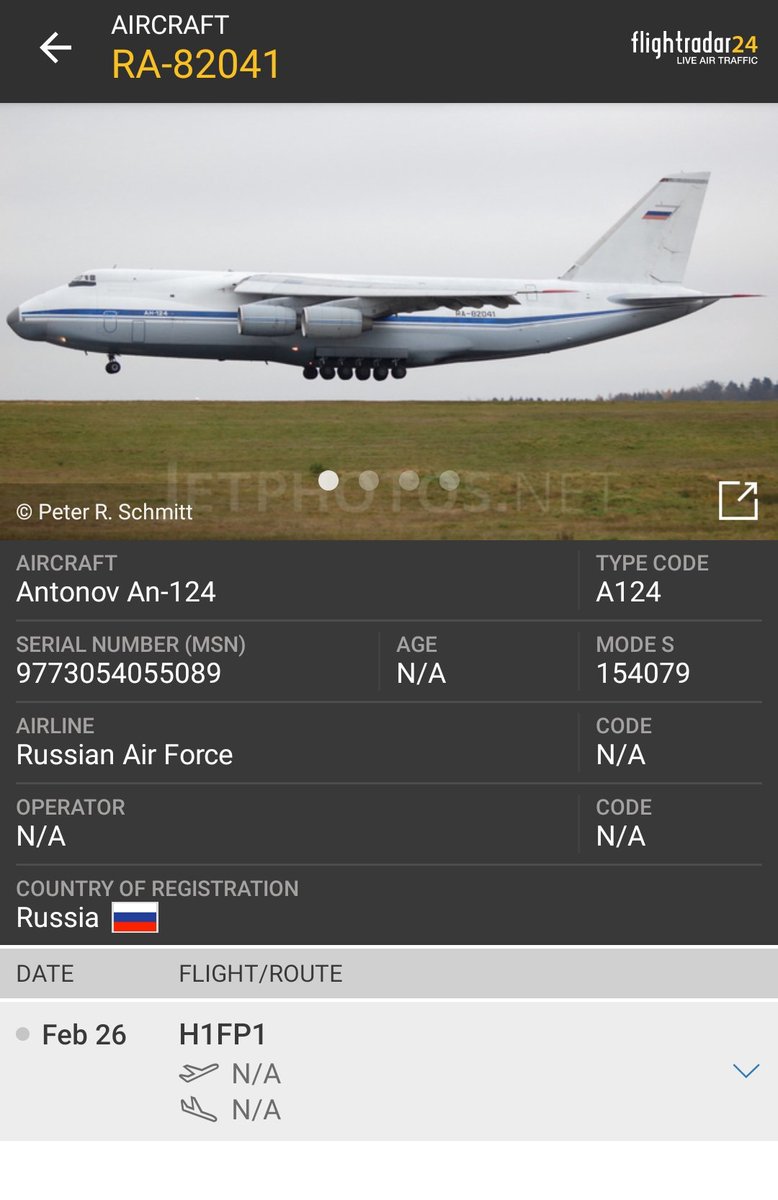 RA-82041One flight on 2/26 (unclear of year) from N/A to N/A. No flight coordinates.