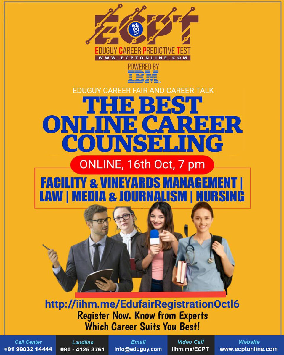 iihmahmedabad's tweet image. Eduguy Career Predictive Test- Let artificial intelligence help you decide your career.  Choose over 40000 career options. 
#EduGuy #EduguyCareerPredictiveTest #educationfair