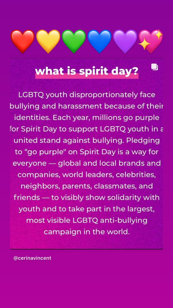 Proudly wore my #favoritecolor for national #spiritday💜 I stand against #bullying and support our incredible, beautiful #lgbtq🌈 youth. #nobullying #stopbullying #spiritday2020 #wearpurple #gopurple #lgbtqyouth you are loved. ❤️💛💚💙💜💖