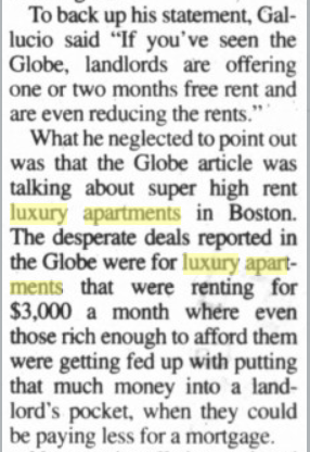 time is a flat circle, 2003 economic collapse edition. Councillor Gallucio makes a comment on the drop in demand meaning falling rents, and a better time for renters--but prices were falling much more at the *top* of the market than the bottom, which was still competitive.