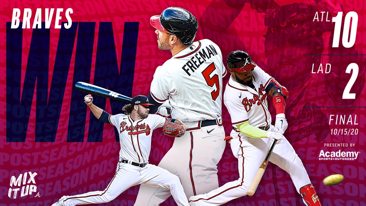 Braves's tweet photo. RECAP: Wilson's gem has #Braves a win from pennant.

#MixItUp | #RallyPotato 🥔 https://t.co/jSYUffiDRM https://t.co/Fay1j2ITAO