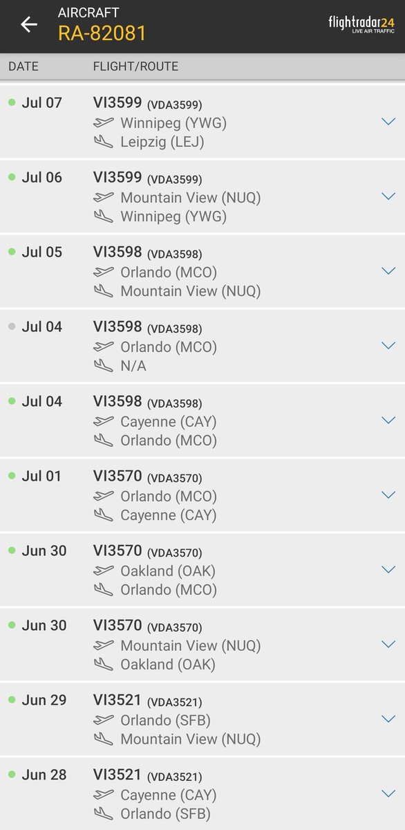 RA-82081 Last flight: Today, 10/15/2020 Panama City, Panama - Santa Crusty, BoliviaThis plane really loves flying between Columbus and Everett, WA. It bebopped between them on several occasions, with Orlando in the mix on the most trip on July.