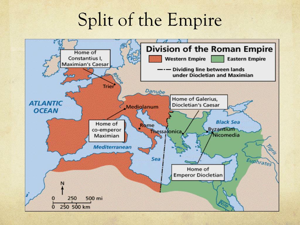 Important here to note that after the Roman Republic came by the 1stC AD the formalised Roman Empire - and that this Roman Empire split into East & West in c330. The Western empire collapsed 476AD. The Eastern Roman/Byzantine Empire kept going to 1453 when Constantinople fell.