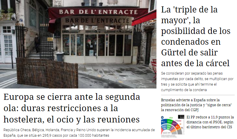 NiusDiario's tweet photo. 💻#EnPortada | Los núcleos más afectados son las grandes ciudades como París, Londres o Praga, dónde las medidas se centran en limitar el ocio y la hostelería así como las reuniones sociales

https://t.co/31lgUZ5BhD https://t.co/wVt4aYesnz