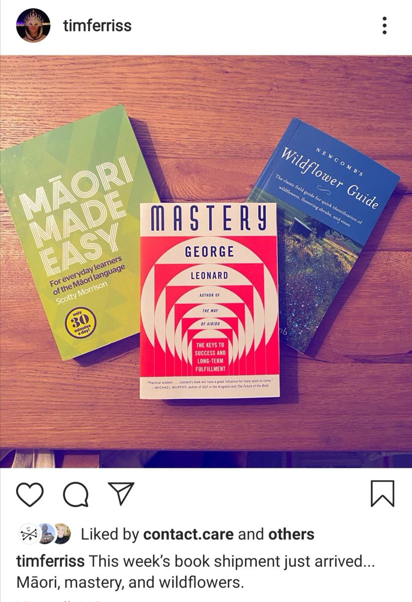 formerlydaniels's tweet photo. Tēnā koe Tim, 5time NYT bestselling author @tferriss sharing his book purchases on Insta Including my (sans social media) husband Scotty's #30minaday Māori made easy #mīharo 😲thank you for caring about our indigenous language #tereomāori  #30minaday and #4hourworkweek #maketime https://t.co/btNz8UkT2P