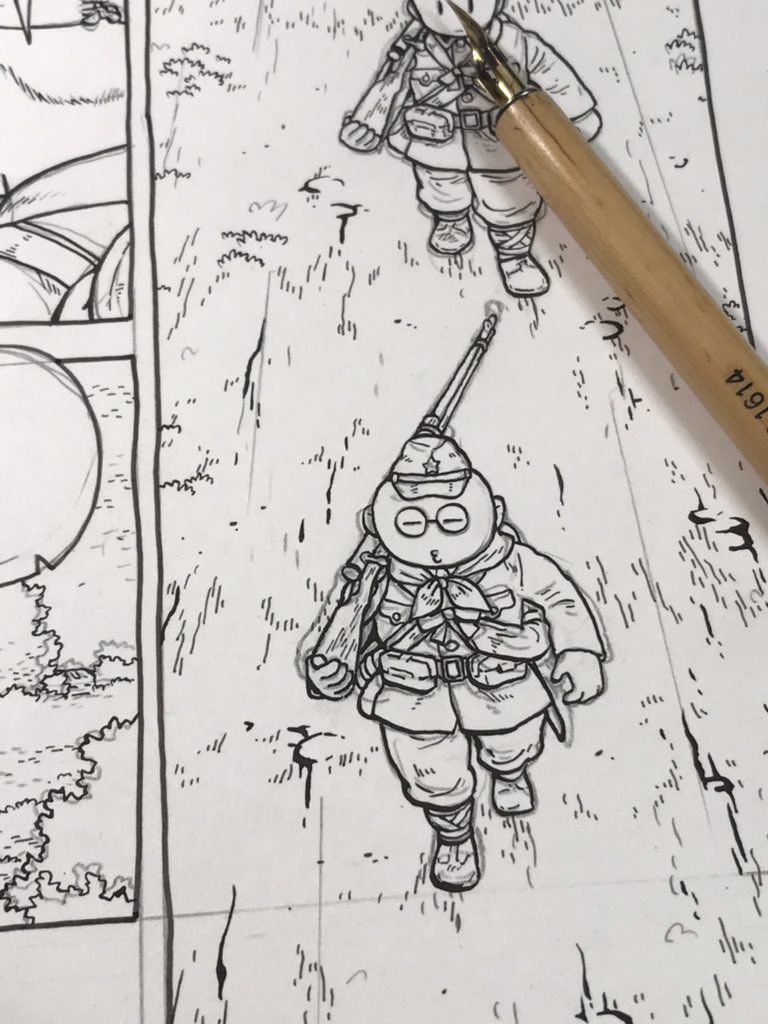 赤軍将兵を漫画で描くのは手癖でもできるけど、日本兵を漫画絵でそれっぽくするのはまだなかなかに難しい。 