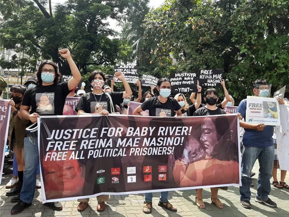 LOOK: Activists call for justice for Nasino and River in a rally outside the Manila North Cemetery. (: Kapatid) | via  @MBMinkaTiangco