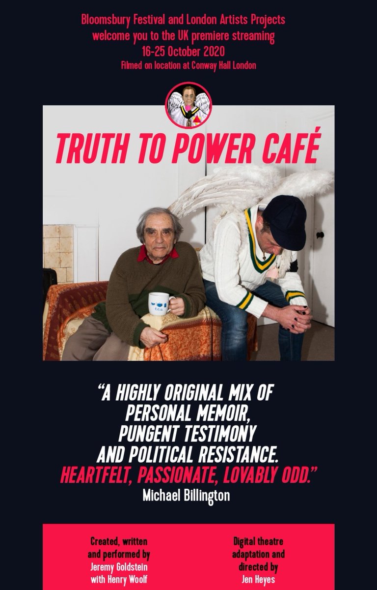 LondonersLondon's tweet photo. The @bloomsburyfest starts today & I'm in the opening production at 4pm #TruthToPowerCafe from @ConwayHall sharing the platform with fabulous @PeterTatchell & others. I finally get a review from fave #Critic @billicritic thanks to creator #JeremyGoldstein & #Director #JenHayes. https://t.co/YjkpbQ1236