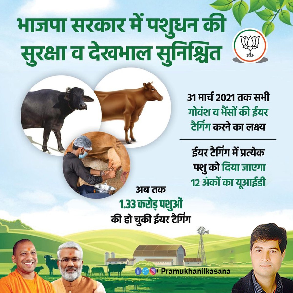PramukhAnil's tweet photo. किसानों के लिए पशुओं के महत्व को समझती है #यूपी की #भाजपा #सरकार
गोवंशीय व भैंसों की ईयर #टैगिंग से पशुओं की होगी सुनिश्चित #देखभाल
#Nation_With_BJP #upgovt #eartagging #cow_up #BJP @BJP4UP @Bjp4Ghaziabad @BJP4India @BJPNation https://t.co/mhvLkVEwyd