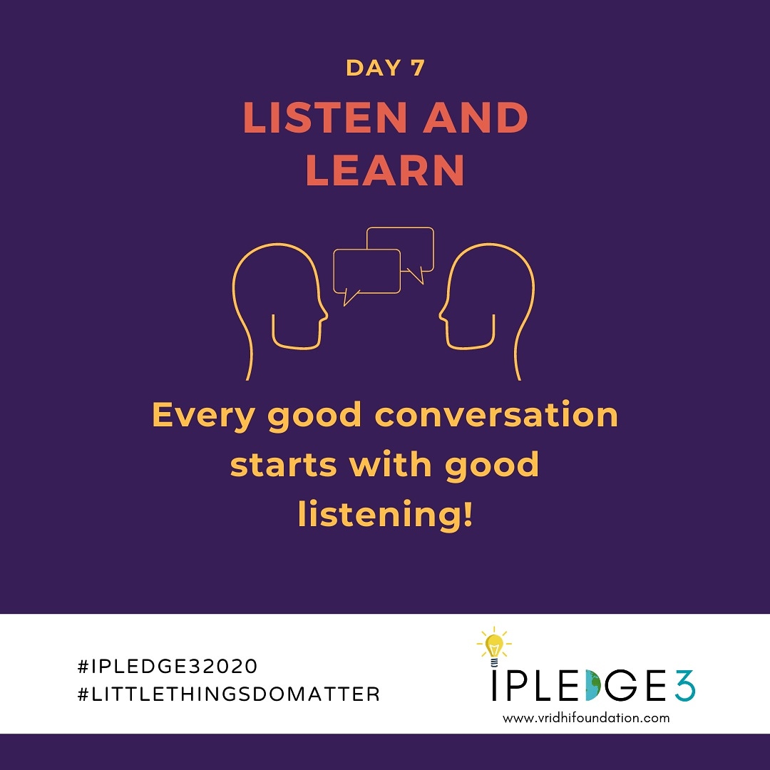 vridhihyderabad's tweet photo. Day 7 of 21!
There's a difference between hearing and listening which not many of us are aware of!
Let's start listening from now on! We never know what interesting learnings we may come across 😊
#ipledge32020 #littlethingsdomatter https://t.co/P3hgzHWcUE