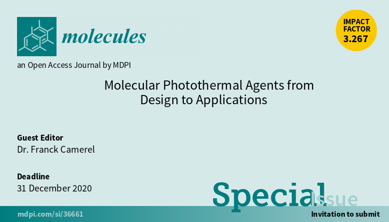 Molecules_MDPI's tweet image. 📢 New Special Issue Open for Submissions: Molecular Photothermal Agents from Design to Applications
✏️ Guest edited by Dr. Franck Camerel from University of Rennes in France
🔗 mdpi.com/journal/molecu…
📌 #PhotothermalEffect #MolecularDesign #OrganicChemistry