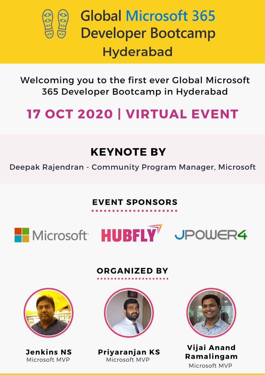 MSTechComIn's tweet photo. Global #Microsoft365 Developer Bootcamp 2020 #Hyderabad is happening online tomorrow (17-Oct-2020). Please make use of free online learning. Register here - https://t.co/3UU8gYHkpe #M365Bootcamp #M365BootcampHyd #M365DevBootcamp #MS365DevBootcampHyd https://t.co/k5oPVf4IrQ