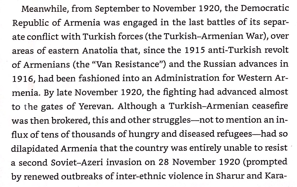  was weak from genocide & war with  in November 1920, allowing Reds to easily conquer .  revolted February-July 1921.  Revolt & Red desire for friendship with  led to  losing Nagorno-Kabarakh & Nakhchivan to  &  lands in eastern  in Treaties of Moscow & Kars.