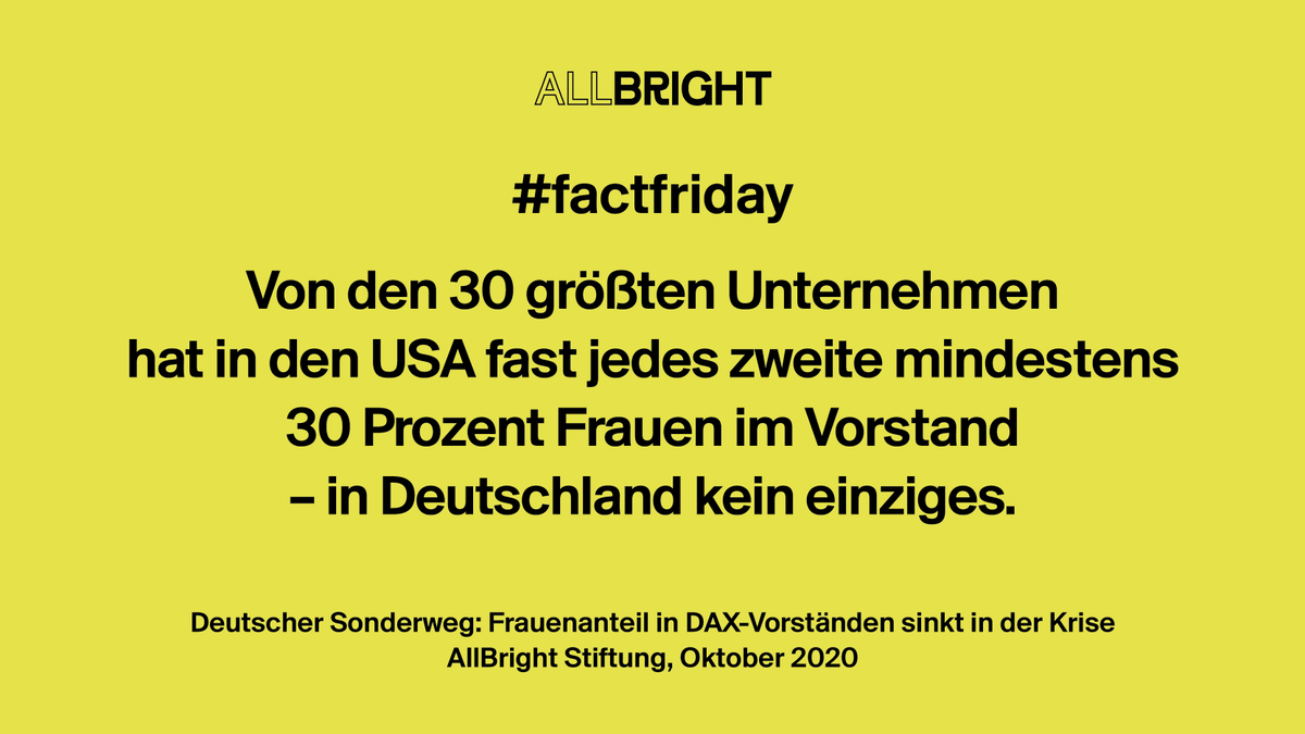 Hallo, deutsche Unternehmen, das könnt ihr besser! In unserem nächsten Bericht wollen wir andere Zahlen sehen – #ChallengeAccepted? 

Zum #AllBrightBericht: allbright-stiftung.de/berichte.