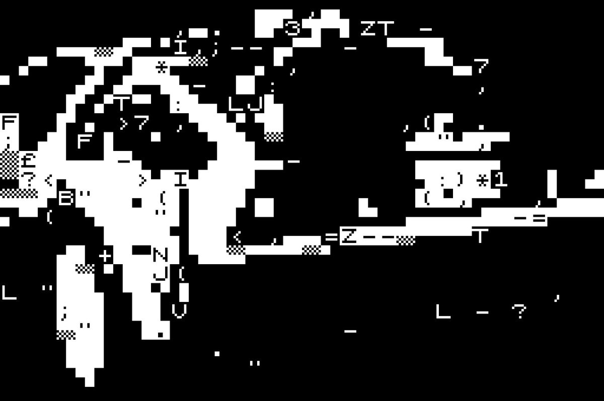 While talking about  #Sinclair, here’s the  #ZX81. 32x24 resolution character blocks in monochrome. At the time, seeing any image on the machine would have seemed incredible (3D Monster Maze anyone?).