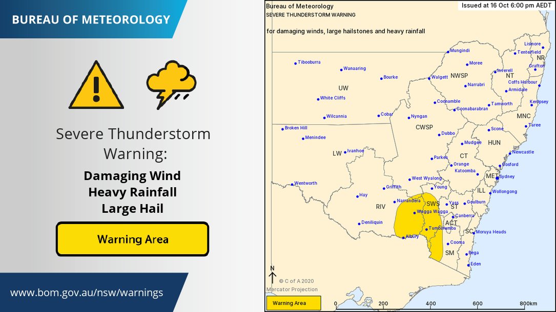 ⚡THUNDERSTORM WARNING UPDATED FOR LARGE HAIL ⚡ 

Thunderstorms are expected to move through Wagga Wagga shortly.

For updates check: ow.ly/8gaI50BU5fk