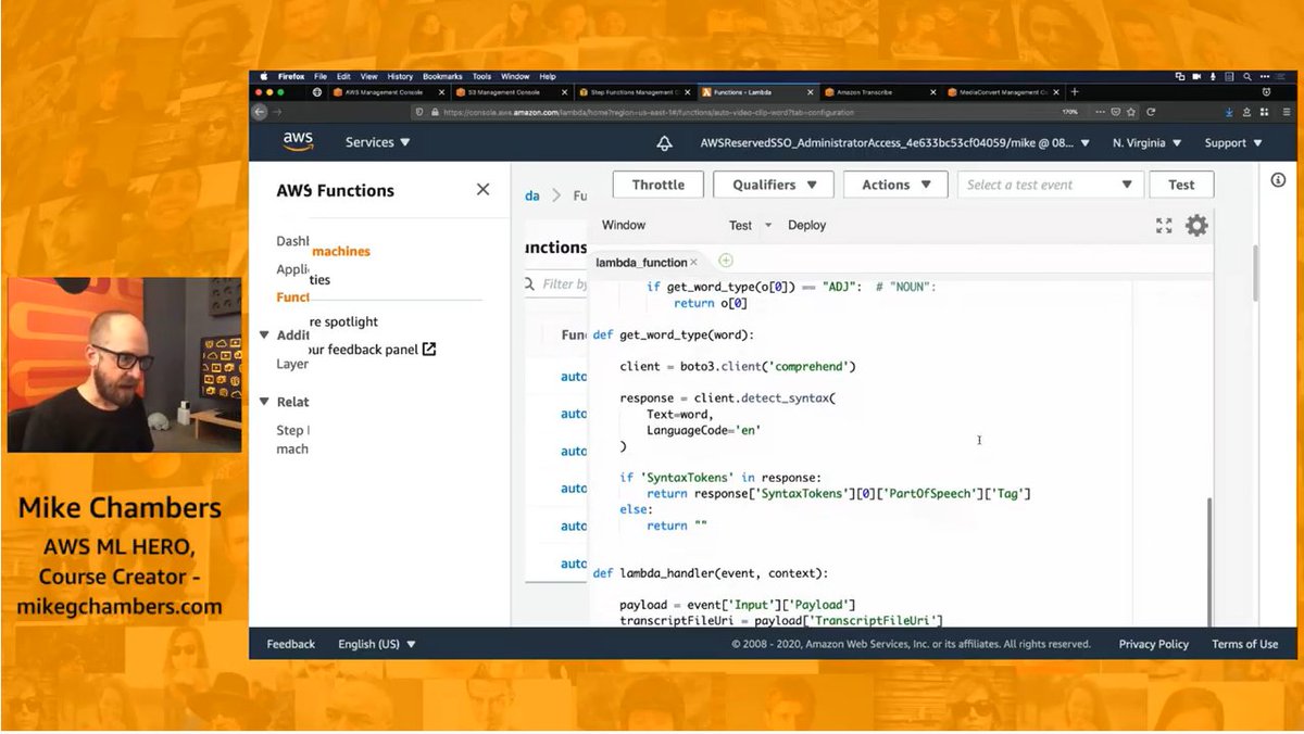 VSolegaonkar's tweet photo. #acdindia #awsugindia - https://t.co/9AQrSo6zF8 AWS UGI Community Day..
Mike Chambers gave a wonderful demo of a #Serverless #AI video editor. Using #Transcribe, #Comprehend, #Lambda, #MediaConvert and #StepFunctions. 
Don't miss it. Join the wonderful sessions many more in line https://t.co/rOyqPrImdQ