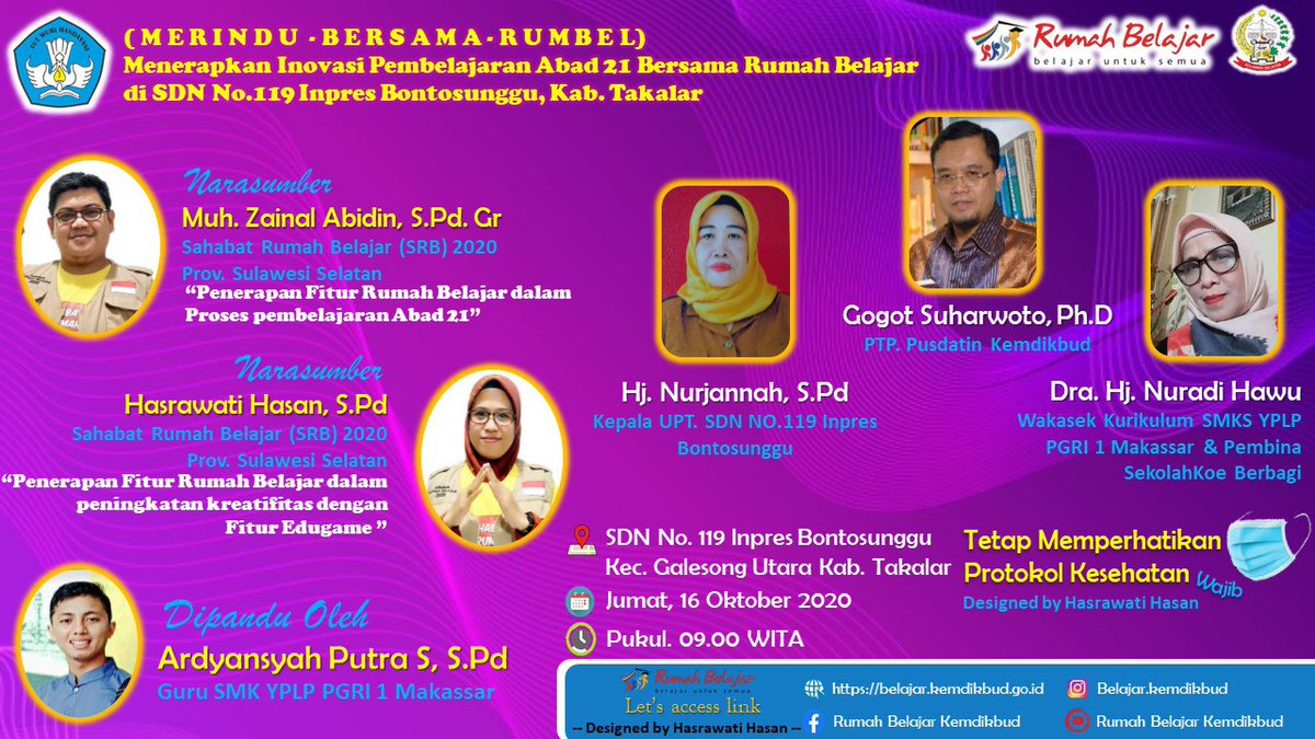 asrahasan's tweet photo. -- MERINDU BERSAMA RUMBEL --
(MEneRapkan INovasi pembelajaraN abaD dua satU Bersama Rumah SDN No. 119 Inpres Bontosunggu. https://t.co/Ed1GAyD5Xv

#MerdekaBelajar #RumahBelajar  #SulawesiSelatan #KemdikbudRI  #PusdatinKemdikbud #DutaRumahBelajar2020 #RumahBelajar2020 #BerbagiTIK https://t.co/LiDt6IpDNP