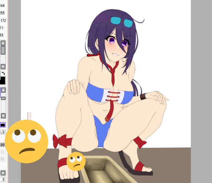 この前の有明ちゃんに色おいてくアッ(⁎⁍̴̆Ɛ⁍̴̆⁎)描いておいてなんですがちょっとポンコツ感ある有明ちゃんだと和式のお手洗い上手く使えなさそう() 