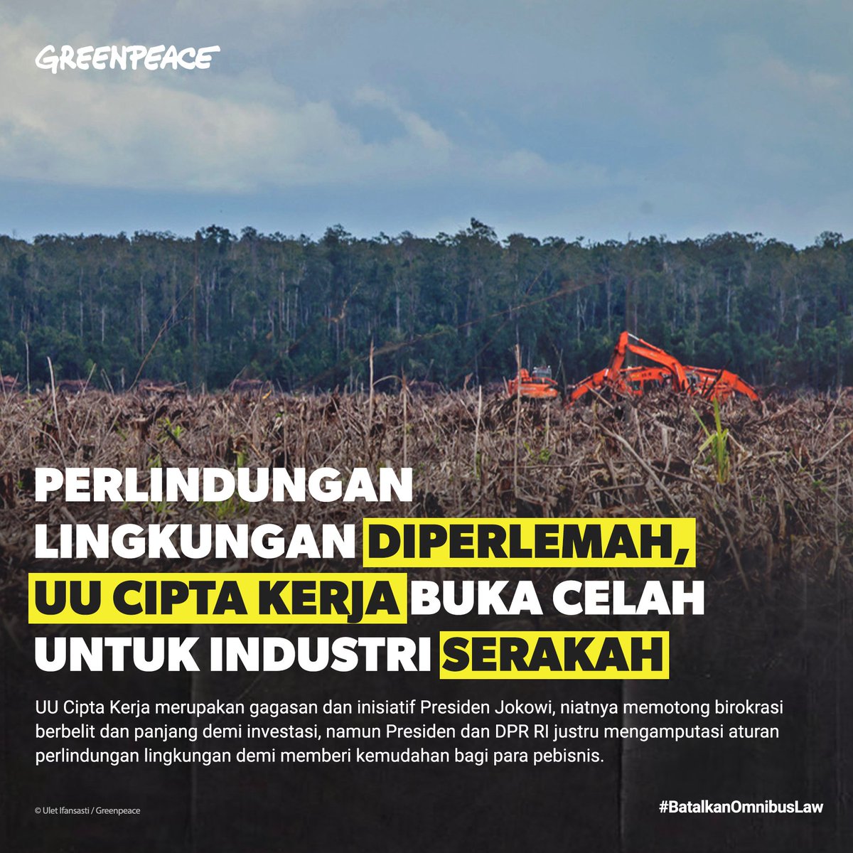Tau kaan kalau UU Cipta Kerja atau Omnibus Law ini tak cuma merugikan buruh dan pekerja, tapi juga lingkungan? Mau direvisi berkali-kali pun aspek lingkungan ini masih diabaikan oleh Pemerintah dan DPR. #BatalkanOmnibusLaw #MosiTidakPercaya