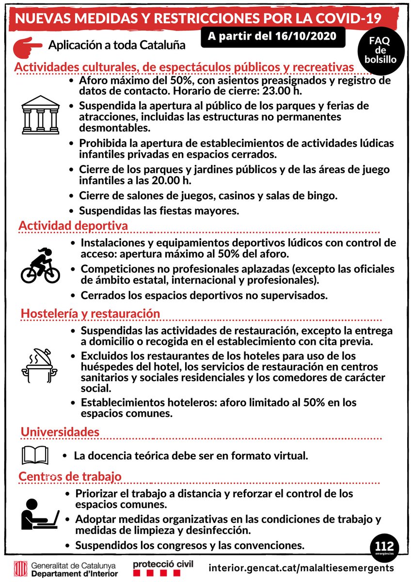 ACTUALITZACIÓ 
🔴 INFO SERVEI 🔴
FAQs de butxaca amb les noves mesures i restriccions per la #COVID-19 

🔴 INFO SERVICIO 🔴
FAQs de bolsillo con las nuevas medidas y restricciones por la #COVID-19 

(Amb totes les mesures autoritzades.)
#ProteccioCivil