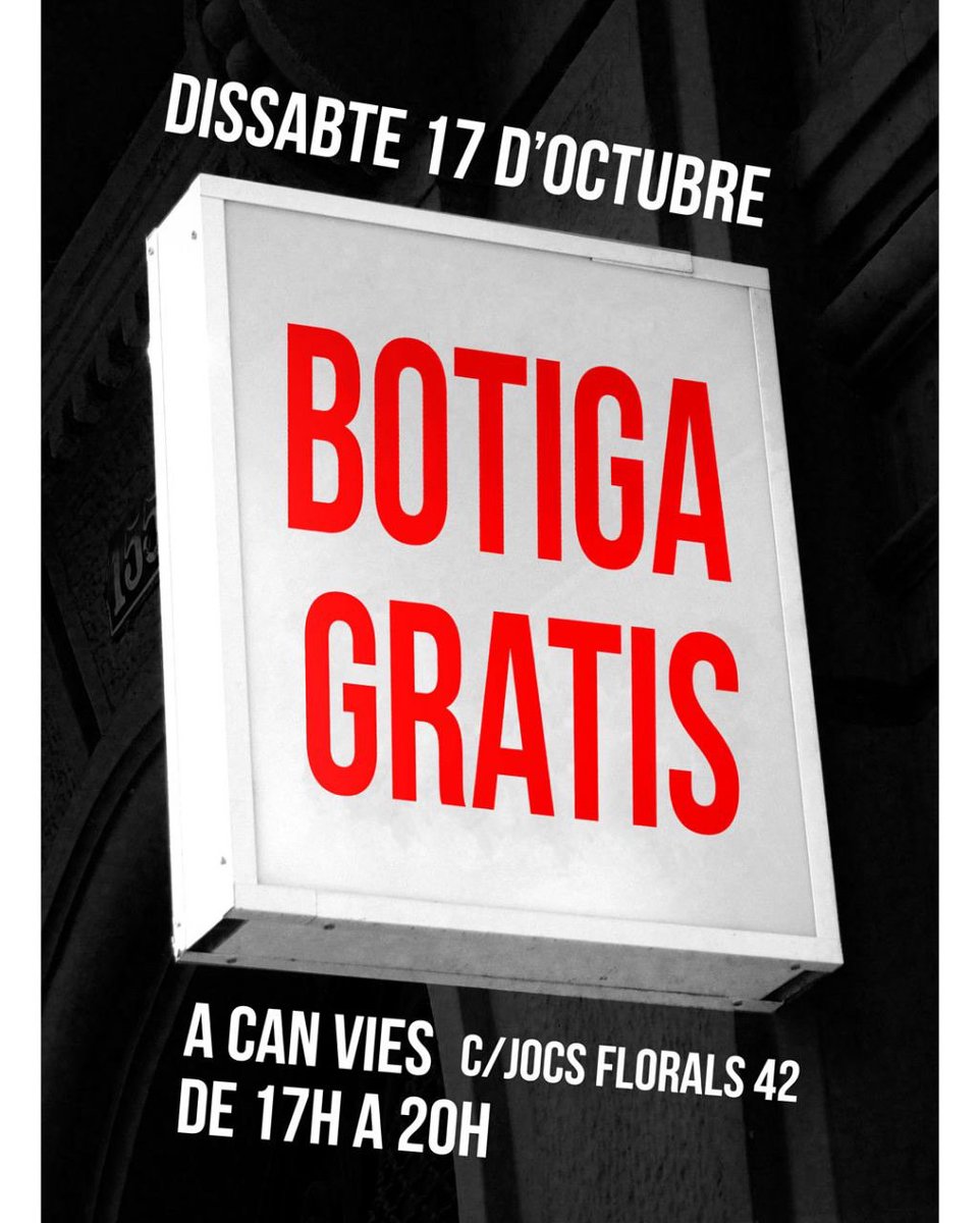 😊 Obrim la botiga gratis aquest dissabte!
👚 Tenim roba per a nadons, infants i adultes.
♻ Vine a agafar el que necessites o donar el que ja no utilitzes (important que estigui en bon estat!)

🙏 Porta la teva mascareta, nosaltres posem el gel hidroalcohòlic.