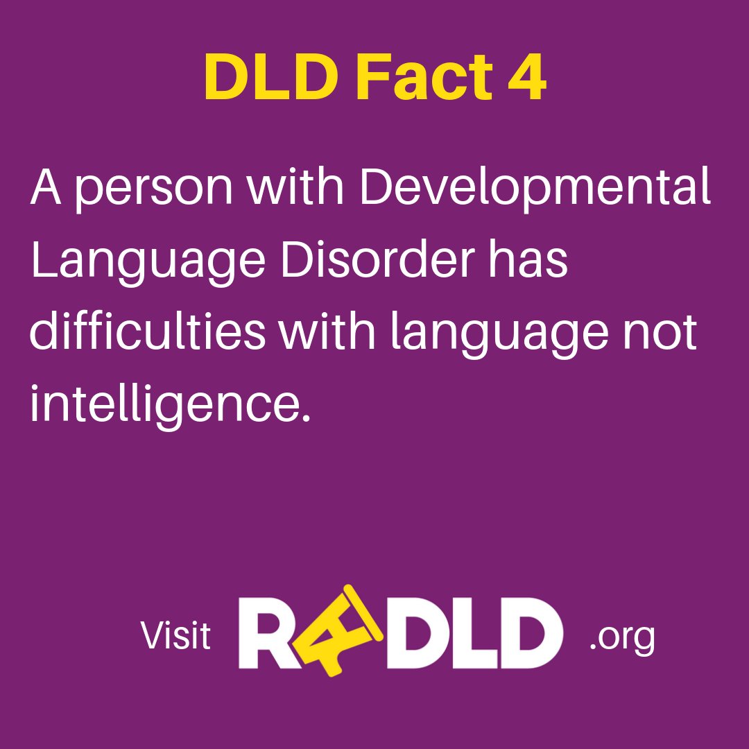 📢Spread the word! Today is Developmental Language Disorder Awareness Day. Children who have difficulty understanding what others are saying or struggle to express themselves (without a known cause) may have DLD. Check out these 10 facts by <a href="/RADLDcam/">RADLDcampaign</a>. 💛💜 #DevLangDis #DLDSeeMe