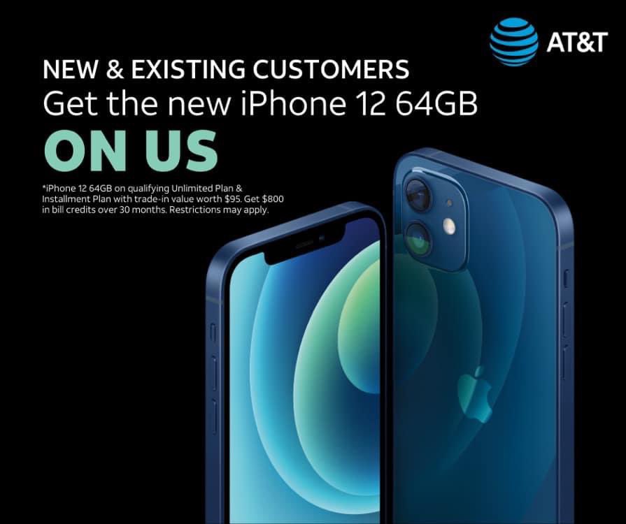 Welcome to a new era of #iPhone. Pre-orders for the iPhone12 + iPhone 12 Pro begin on Friday, October 16th, and AT&amp;T has one of the best deals yet—Get the NEW iPhone 12 64GB ON US for a limited time only! BOOK NOW: bit.ly/ATTVIP #ATTVIP #ATT #Apple #Offers